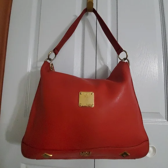 MCM AUTH. HOBO Rare(Germany) GENUINE LEATHER SHOULDER BAG